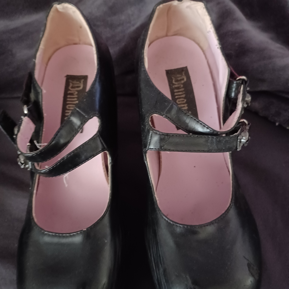 Demonia Black Platform Mary Janes